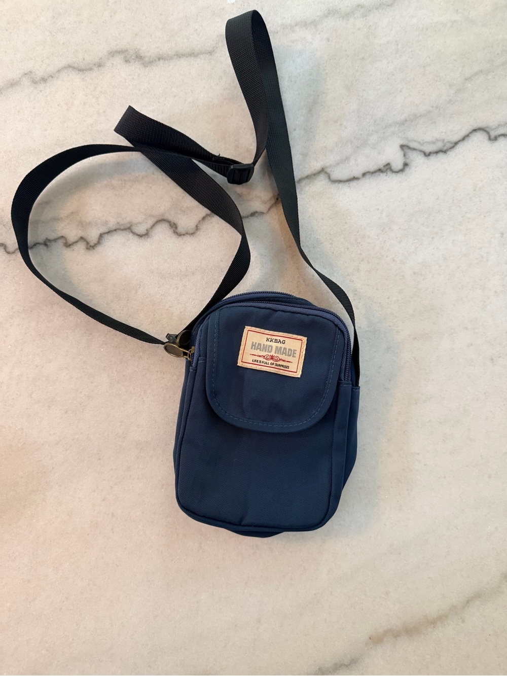 Navy Crossbody Bag with Adjustable Black Strap